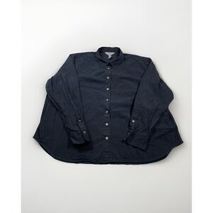 Spanx Womens Size XL Cotton‎ Collared Button Down Long Sleeve Casual Shirt Black